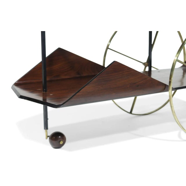 Wood Mid 20th Century Jorge Zalszupin Carrinho De Chá Rosewood Bar Cart Trolley For Sale - Image 7 of 12