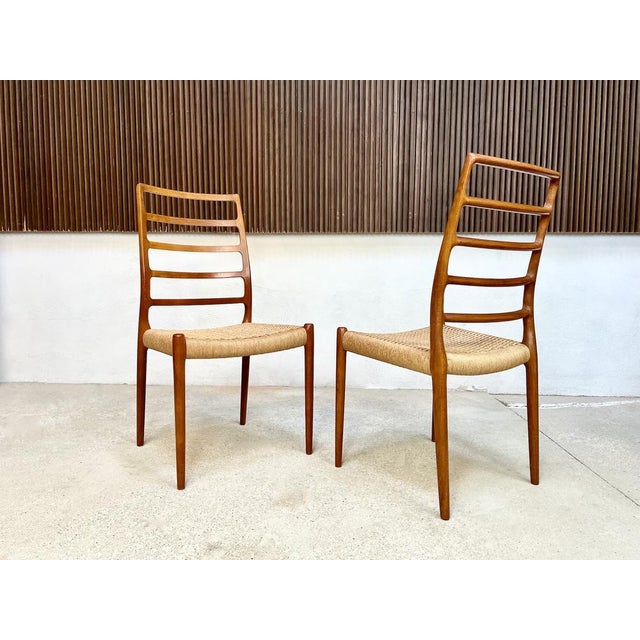 Mid-Century Modern Set of Danish Teak Model 82 Highback Side Chairs by Niels O. Møller, 1960s For Sale - Image 3 of 16