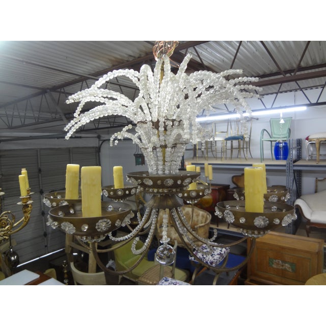 French 1940s French Maison Bagues Beaded Crystal Chandelier For Sale - Image 3 of 11