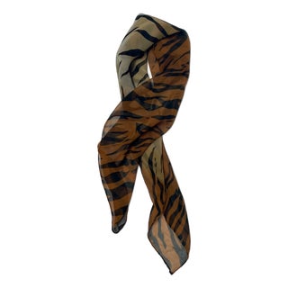 1960 Tiger Printed Silk Chiffon Scarf - For Sale