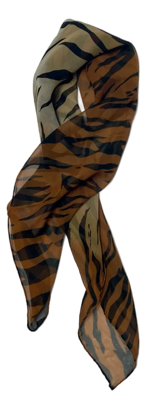 1960 Tiger Printed Silk Chiffon Scarf -