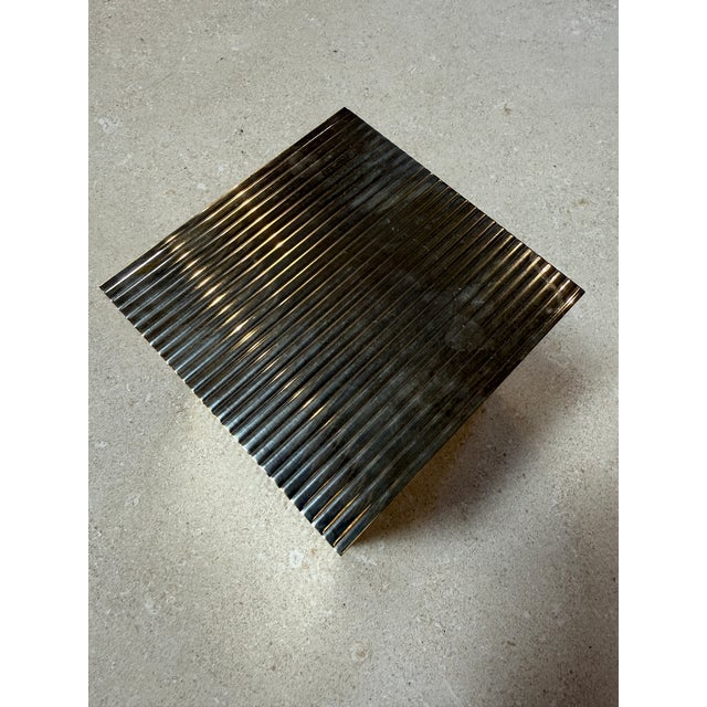 1970s Vintage Ribbed Brass Storage Box With Hinged Lid For Sale - Image 5 of 9