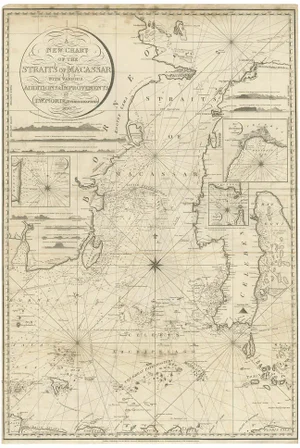 Antique Chart of the Straits of Makassar, 1820
