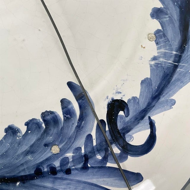 Blue Mid-Century Modern Italian Majolica Plate by Alba Docilia Albisola, 1950s For Sale - Image 8 of 10
