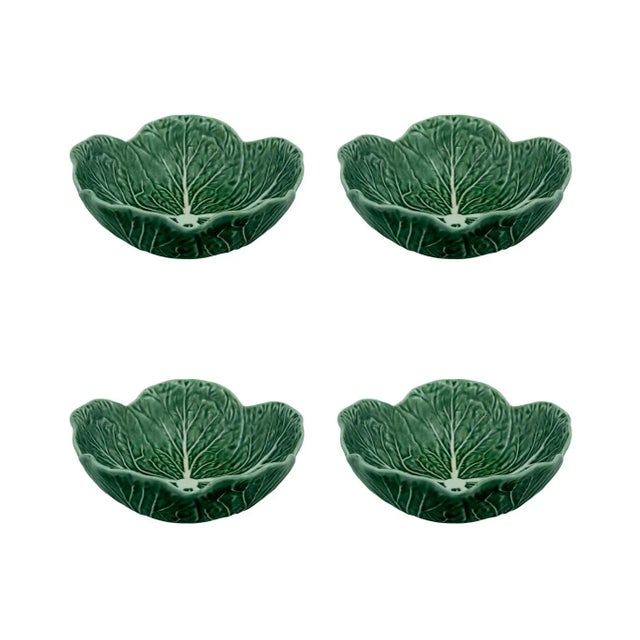 Bordallo Pinheiro Cabbage Cereal Bowl 17 oz in Green, Set of 4 For Sale In New York - Image 6 of 8