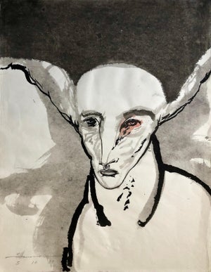 Gary Hansmann, Modern Figurative Surrealism Watercolor Painting, Drawing California Artist, 1988