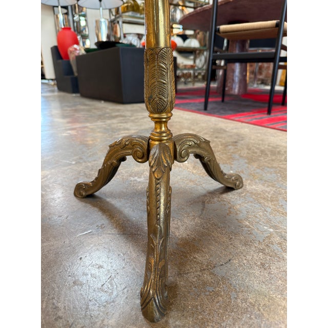 Brass Pair of Italian Brass Pedestal Side Tables With Marble Tops, 1970s For Sale - Image 8 of 10