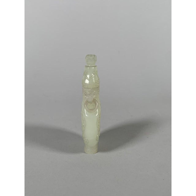 Stone SMALL GU VASE IN WHITE NEPHRITE JADE, China, Qing Dynasty, Qianlong Period (1736-1795) For Sale - Image 7 of 10