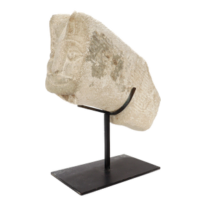 Antique Sandstone Cat Fountainhead or Capital Architectural Fragment