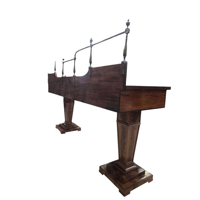 Late 19th Century Monumental Antique English Regency Revival Flame Mahogany Executive Desk For Sale In Chicago - Image 6 of 12