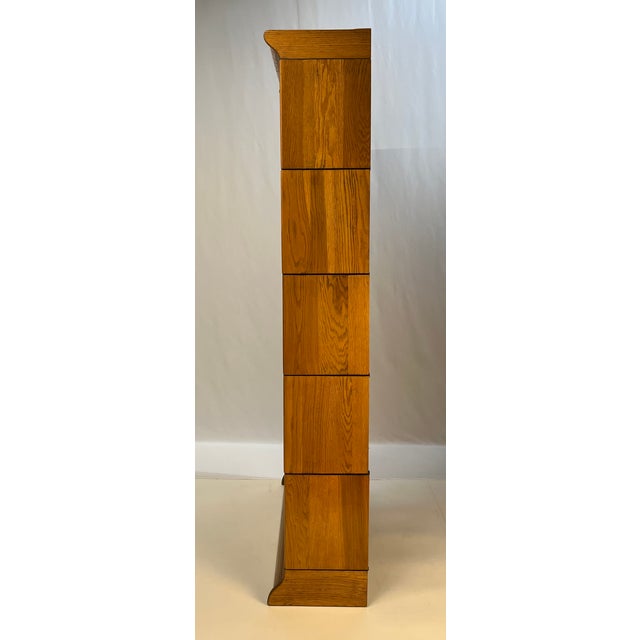 Antique Gunn Furniture Co. 5-Stack Oak Barrister Bookcase With Original Wavy Glass For Sale - Image 6 of 11