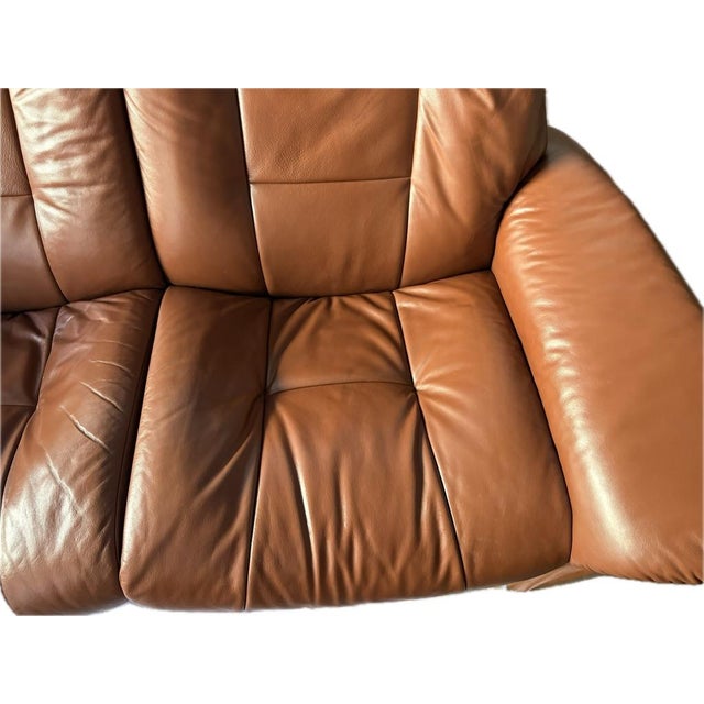 Vintage Ekhornes Leather Stressless Reclining Loveseat For Sale - Image 4 of 15