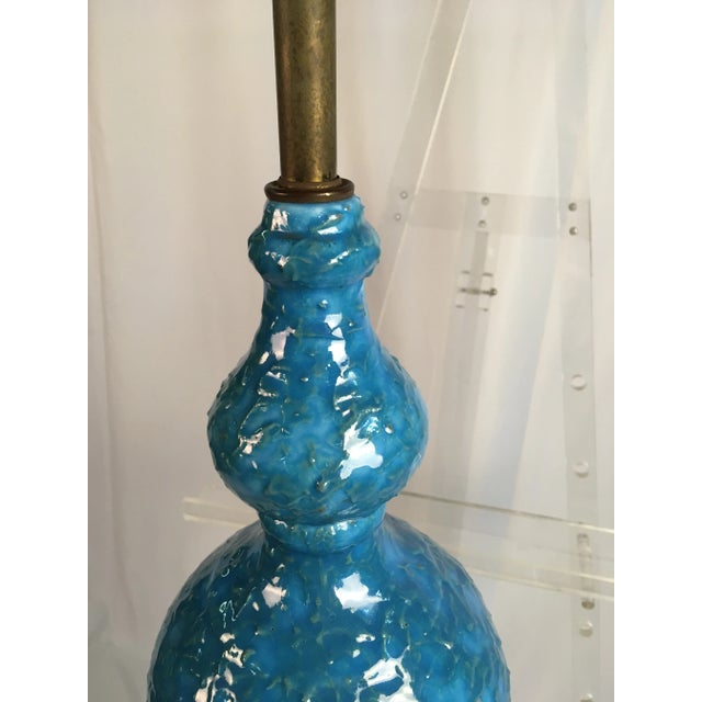 1960s Large Mid-Century Turquoise Lamp For Sale In Charleston - Image 6 of 9
