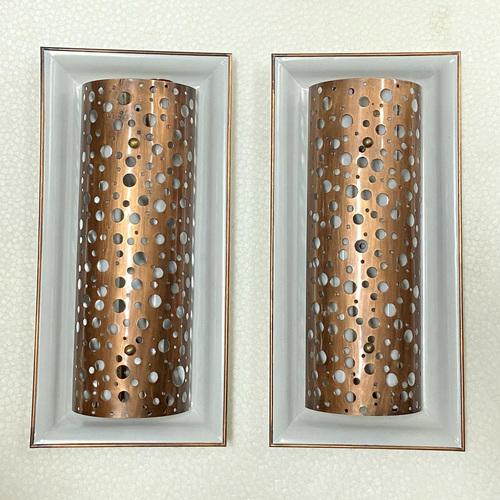 Large Copper and Grey Metal Wall Lights, 1950s, Set of 2 For Sale - Image 4 of 16