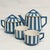 Lovely striped teaset from the 1930's art deco era, made by Sarreguemines fine ceramicist. The white and medium blue...