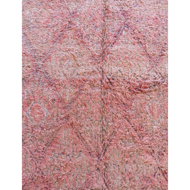 Soft Blush Pink Moroccan Wool Rug - 11.4 X 6.6 Ft For Sale - Image 4 of 9