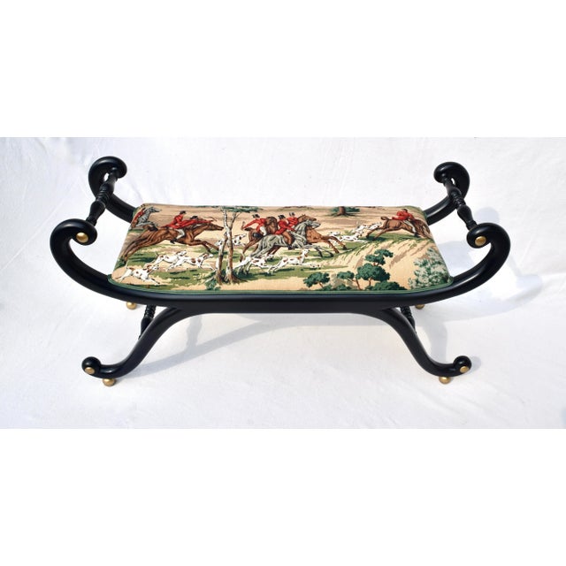 Late 20th Century English Regency Curule Form Bench Fox Hunting Theme For Sale - Image 13 of 13