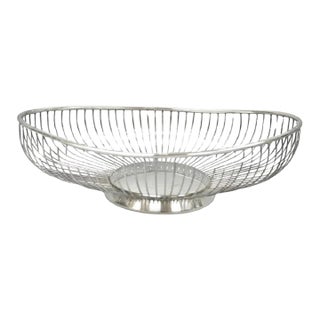 Vintage Mid Century Modern Eales Italy Silver Plated Wire Fruit Bread Basket For Sale