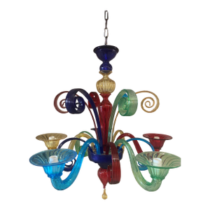 Murano Multicolors Glass Chandelier Random Colors 5 Arms