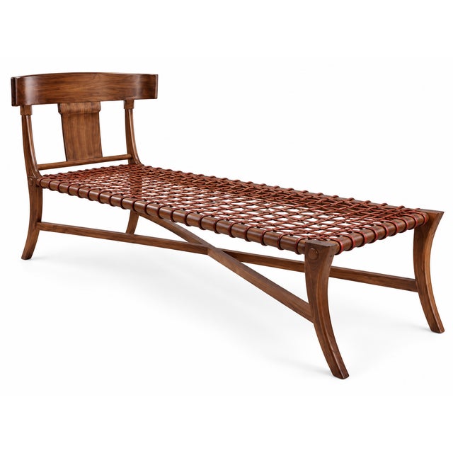 Mid-Century Modern Klismos Style Solid Walnut Chaise Lounge For Sale - Image 3 of 6