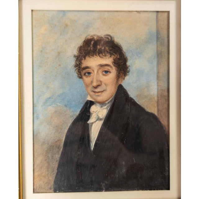 We are selling this finely painted American or English miniature watercolor portrait. This painting is very well done with...