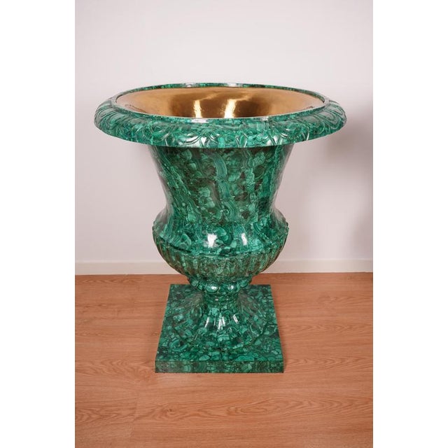 Green Large 20th-Century Malachite Vases, 1950s, Set of 2 For Sale - Image 8 of 14