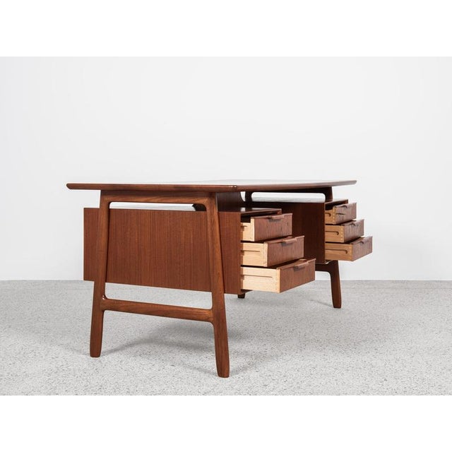 Midcentury Danish Desk Known Model 75 in Teak attributed to Omann Jun 1960s For Sale - Image 4 of 13