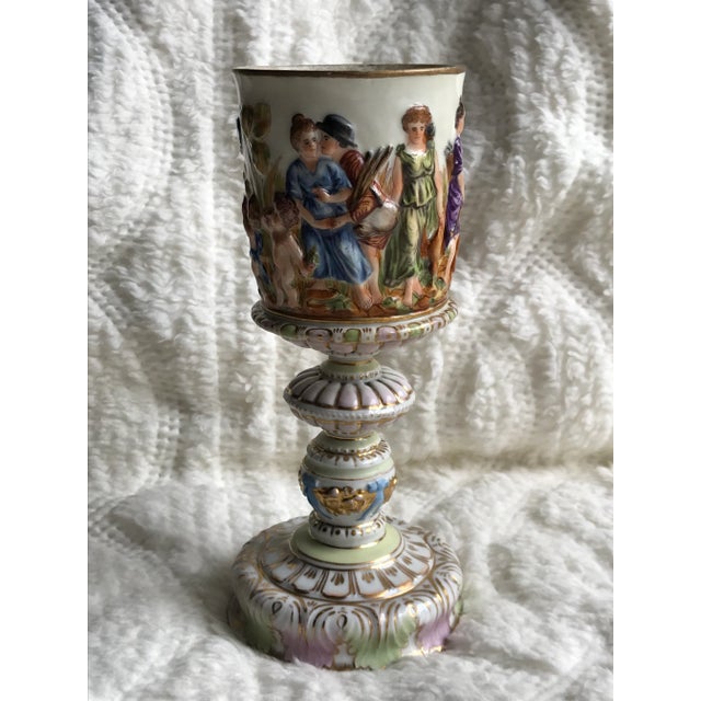 This beautiful Capodimonte Chalice is from the mid 18th century. It features multiple scenes, from Amazonian women and...