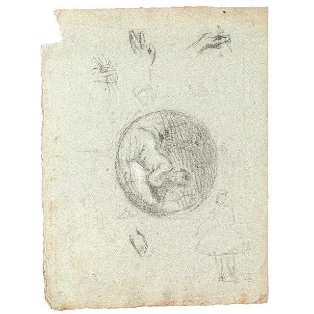 Figures is an original drawing in pencil realized by an Anonymous artist active in the early 20th Century. Sheet...