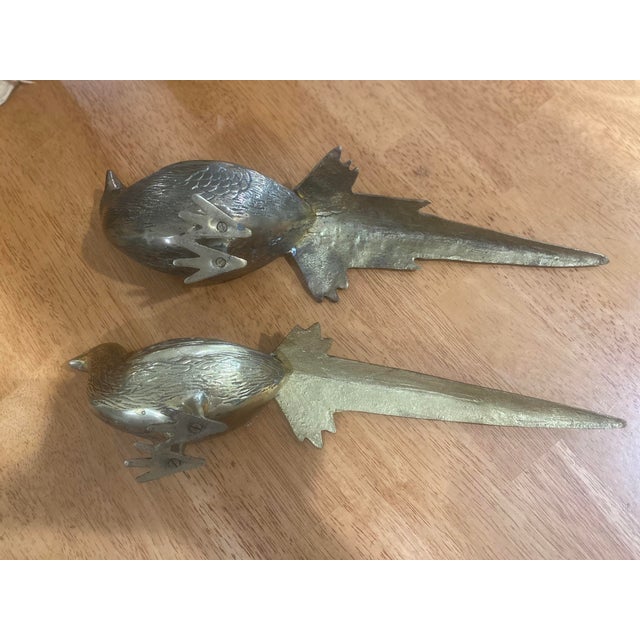 Vintage Brass Male and Female Pheasant Long Tail Hunting Birds - a Pair For Sale - Image 10 of 12