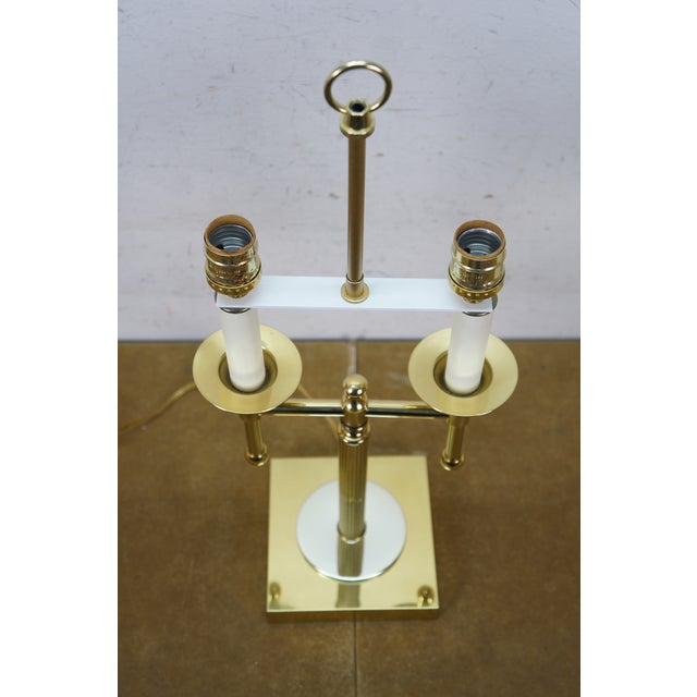 1990s Vintage Robert Abbey Brass French Bouillotte Two Light Banquet Table Lamp For Sale - Image 5 of 15