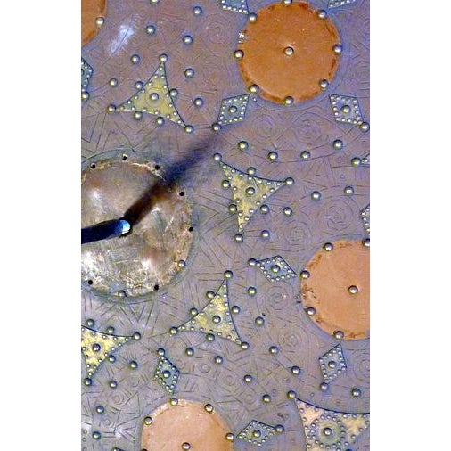 Realism 18" Tooled Leather & Studded Scottish Targe Shield: Authentic Hollywood Prop From Global Effects Scultural Wall Art For Sale - Image 3 of 6