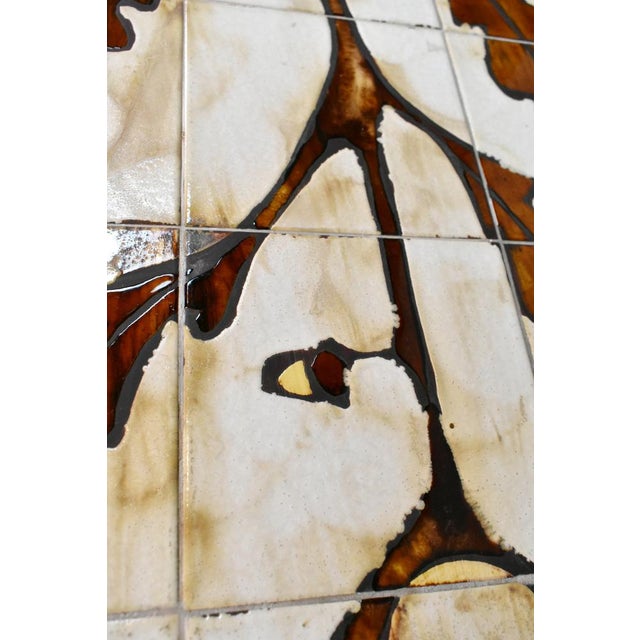 French Coffee Table with Tiled Signed Top, 1970s For Sale - Image 11 of 16