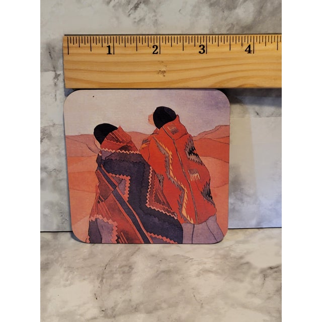 Wood Irene Klar Folk Art Coaster Set - Set of 4 For Sale - Image 7 of 8