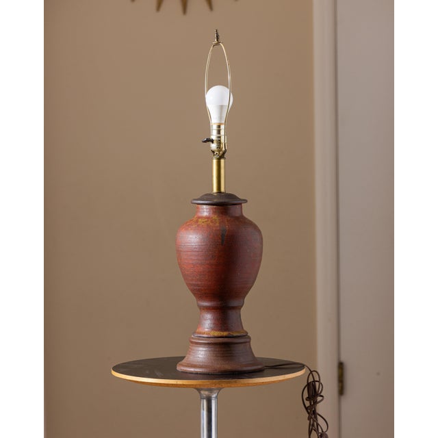 Mid-Century Modern Mid-Century Signed Petzold Studio Pottery Ceramic Lamp (1973) For Sale - Image 3 of 9