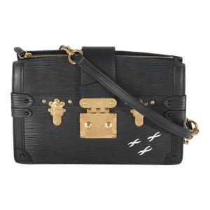 Black Epi Leather Trunk Clutch