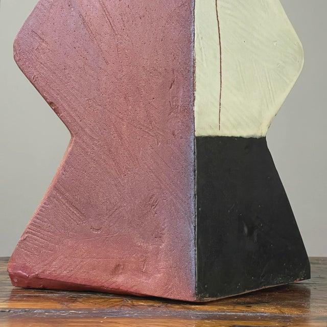 Monumental Postmodernist Black and White Glazed Terracotta Vessel For Sale - Image 11 of 13