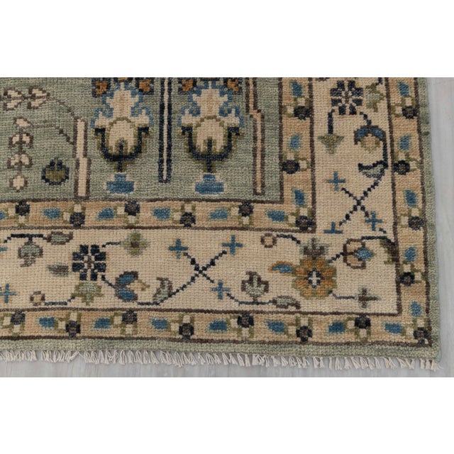 Persian 9X12Ft. Light Soft Green Ivory Tree of Life Modern Designer Oushak Turkish Style Wool Rug For Sale - Image 3 of 12