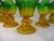 Shabby Chic Vintage Marigold & Green Flash Glass Flower Dessert Glasses, S/10 For Sale - Image 3 of 7