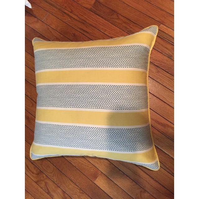 Lemon Stripe W/ Pattern by Duralee- Pillows - a Pair For Sale - Image 4 of 7