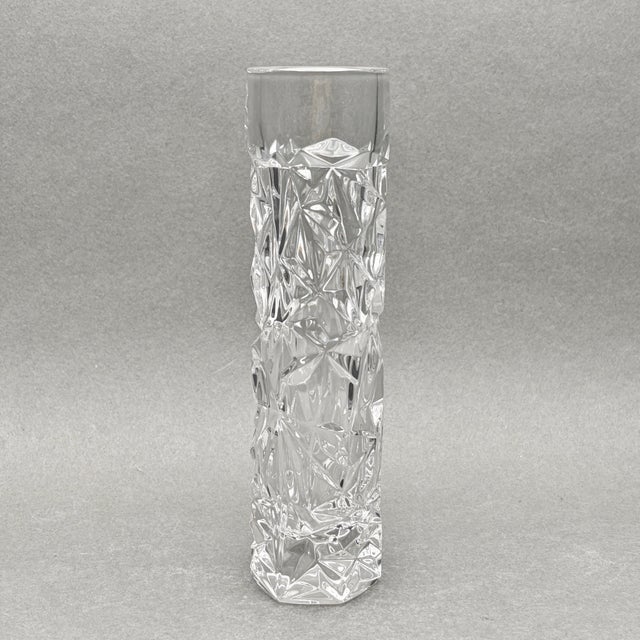 Modern Vintage Tiffany & Co. Rock Cut Clear Crystal Bud Vase For Sale - Image 3 of 10