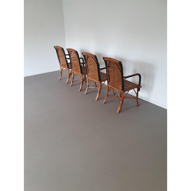 Rattan Bamboo Dining Chairs, Set of 4 For Sale - Image 10 of 12