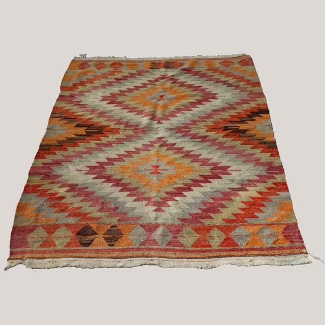Geometric Anatolian Kilim Rug, 1920s, in Good conditions. Designed 1920 to 1949