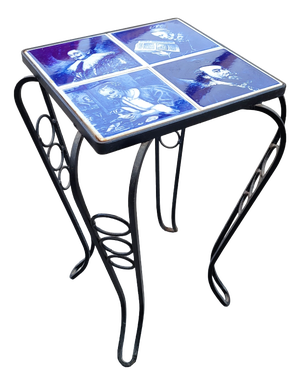 Vintage Delft Blue Tile Side Table, 1960s