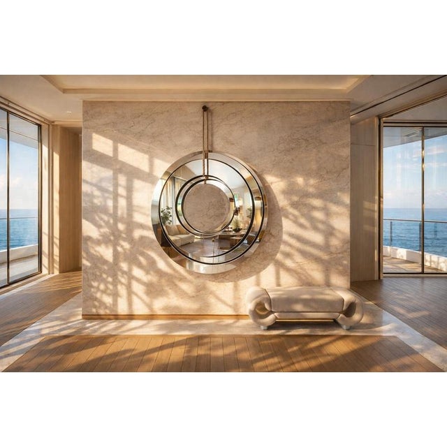 Contemporary Collimate Silver Hanging Wall Mirror by GTG Design Couture For Sale - Image 3 of 9