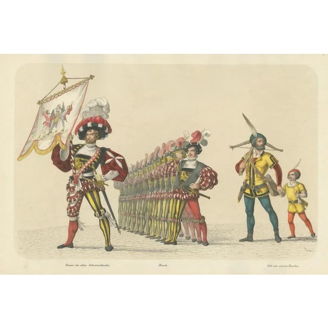 Paper Heinrich Jenny, The Banner of the Swiss Confederation and William Tell, 1855, Lithograph on Paper For Sale - Image 7 of 10