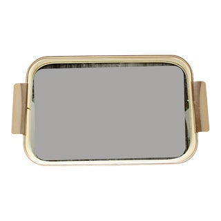 Vintage 1960s Italian Rose Gold Carlo Scarpa Mirror Top Bar Tray For Sale