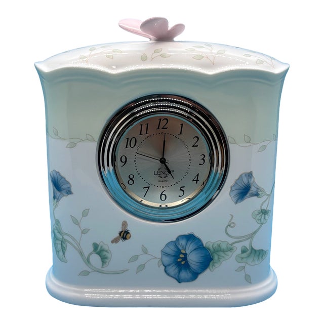 Vintage MCM Lenox Butterfly Meadow Louise Le Luyer Desk Clock For Sale