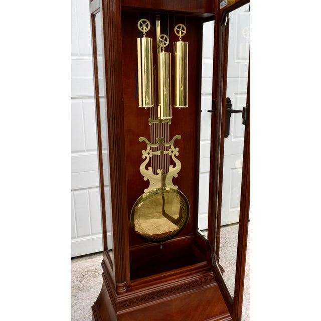 1980s Vintage Ridgeway Chinese Chippendale Style Mahogany Grandfathers Clock For Sale - Image 5 of 12