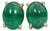 3.7Ct Zambian Emerald Cabochon Solitaire Stud Earrings in Solid 14k Gold, 9x7mm For Sale